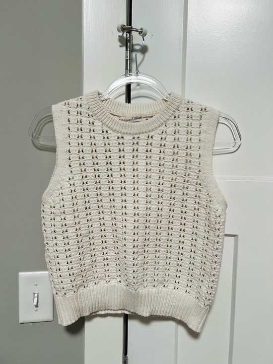 Universal Thread Tops - Universal Thread Cream Crochet Knit Sleeveless Top